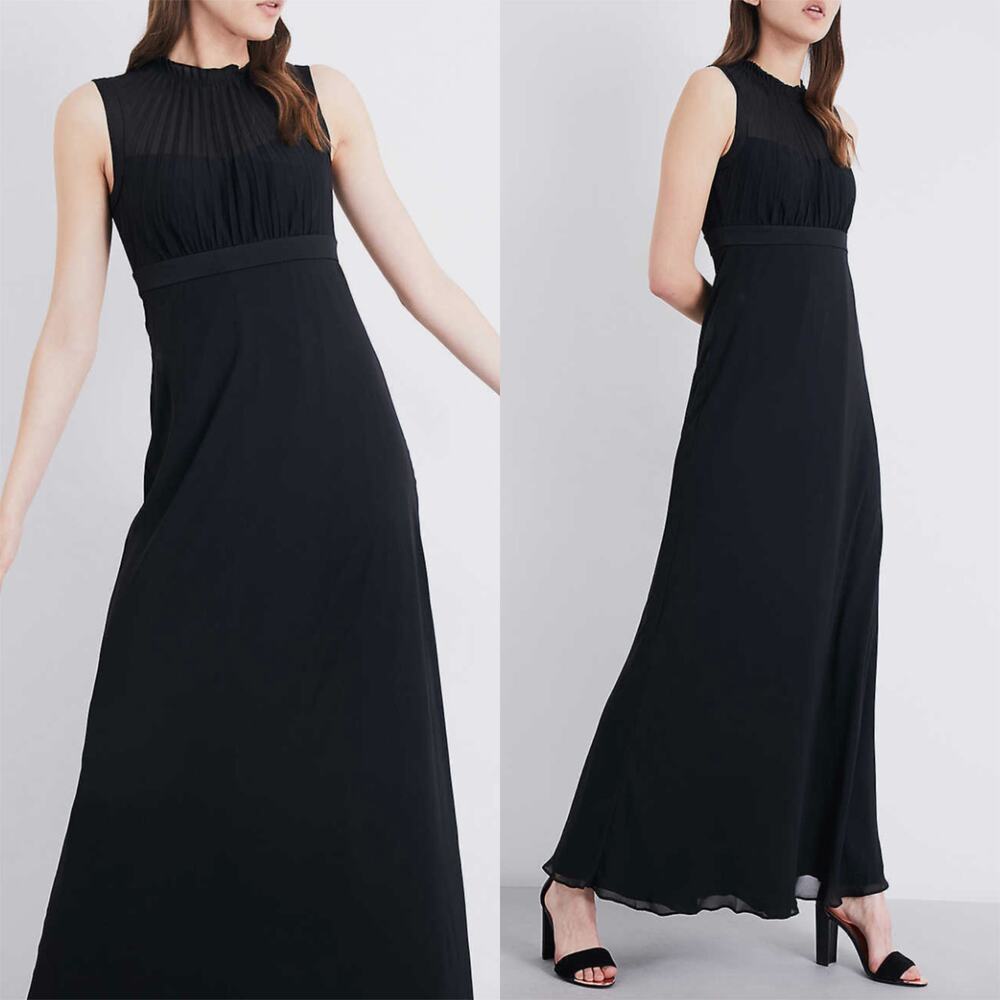 NEW Ted Baker Women's Byanna Black Ruffle Neck Maxi Dress Size 2